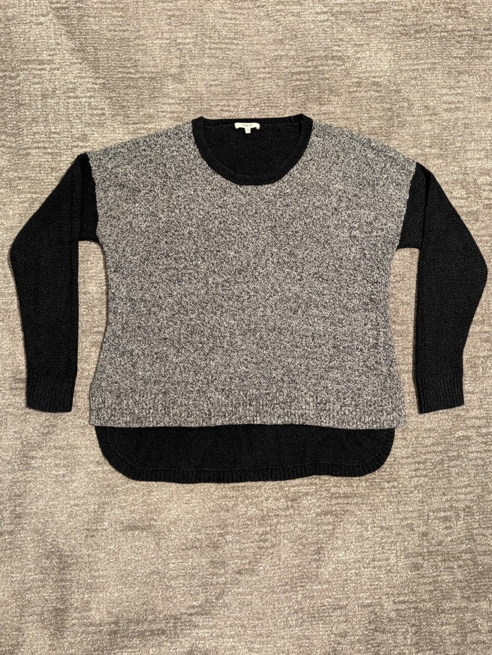 Madewell Black and Heathered Gray Crewneck Tunic Women’s Sweater - XL